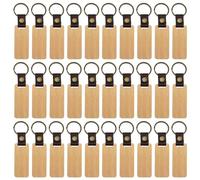 Llavero De Madera,30 Piezas 6.5 * 2.8cm Llavero De Madera Personalizado,Llaveros De Madera En Blanco,llaveros DIY Craft Rectángulo Para Manualidades,Graduación,Regalo De Madera