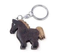 Llavero de madera - caballo negro, marrón, 4 cm