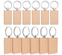 Llavero de Madera, Llavero de Madera DIY 12 Piezas Rectangular, Llavero Etiqueta de Madera Hueco Para Pintar, Decoración, Regalo