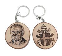 Llavero de madera natural con Papa Juan Pablo II - Karol Józef Wojtyła