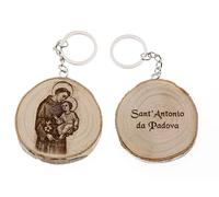 Llavero de madera natural con San Antonio de Padua - Santo Antonio