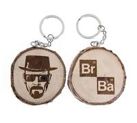 Llavero de madera natural con Walter White, Breaking Bad, Heisenberg