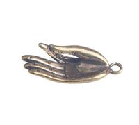 Llavero de mano de Buda con corazón zen antiguo hecho de latón, colgante de intención zen, pequeño artefacto de bronce