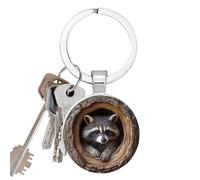 Llavero de mapache, dije de árbol hueco de mapache | Bonito llavero de animal pequeño para mochila escolar, bolso de viaje, decoración de cartera para el hogar