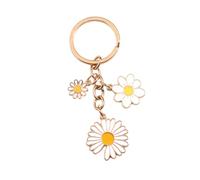 Llavero de margarita - Llaveros con tres margaritas de color blanco - Llavero con tres flores de zinc - Llavero para amantes de las margaritas y de las flores - Llavero unisex para hombre y mujer