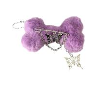 Llavero de mariposa de hueso, adorno de felpa suave, materiales seguros, fácil de llevar, perfecto para viajes, oficina, accesorios de regalo, llavero de mariposa de hueso de peluche, Purple Bone