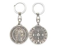 Llavero de medalla de San Benito de 5 cm, resistente, fabricado en Italia, auténtico medallón de San Benito para católicos para la protección del mal y los estudiantes