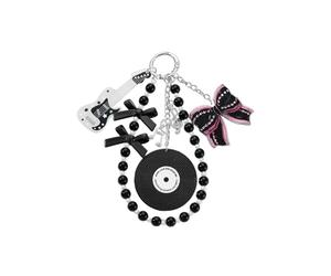 Llavero de metal acrílico de moda con diseño de notas de guitarra, llavero de moda, decoración perfecta para amantes de la música, dije de teléfono, b