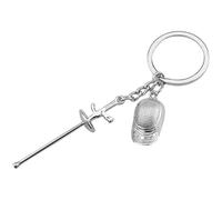 Llavero de metal con colgante de esgrima coleccionable para la escuela de trabajo, ligero y resistente al óxido, tela/plumas