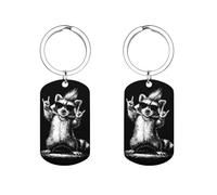 Llavero de metal con colgante de mapache punk rock y música, 1 unidad
