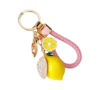 Llavero de metal con temática de limón, 4 colores disponibles, diseño compacto, decoración para llaves, bolsa o objetos pequeños, soporte de metal resistente, a, Talla única