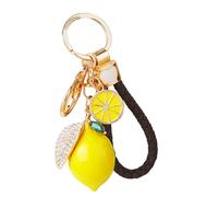 Llavero de metal de limón con 4 colores de cuerda, resistente, 10 5 cm, diseño ligero para llaves y bolsillos, cadena de llaves de limón, Black Rope, Talla única