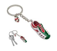 Llavero de metal esmaltado con forma de zapatilla de fútbol con balón - Diseño de bandera de Italia, idea de regalo para aficionados y deportistas, elegante accesorio para coche y moto, longitud 11