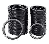 Llavero de metal plano con anillos divididos negros de 1 y 1.25 pulgadas (2.5 y 3.8 cm) para fijación de llaves de coche y casa