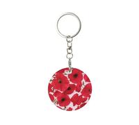 Llavero de metal redondo, llavero de metal, llavero de coche, soporte de anillo, 1 pieza, Rojo amapola