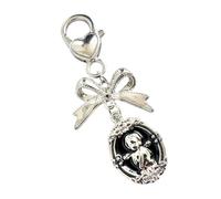 Llavero de metal retro con mosquetón con cadena para bolsos, mochilas, accesorio de mujer, elegante mosquetón con lazo, Negro, Talla única