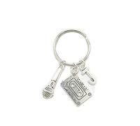 Llavero de micrófono DIY llavero regalo para amantes de la música hombres mujeres moda cinta cassette llavero