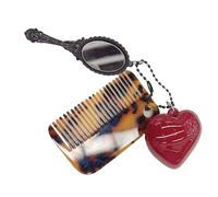 Llavero de moda portátil con estampado de leopardo con corazón y herramienta de maquillaje, accesorios creativos