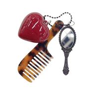 Llavero de moda portátil con estampado de leopardo con corazón y herramienta de maquillaje, accesorios creativos