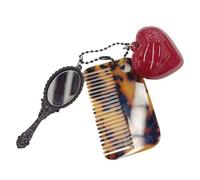 Llavero de moda portátil con estampado de leopardo con corazón y herramienta de maquillaje, accesorios creativos