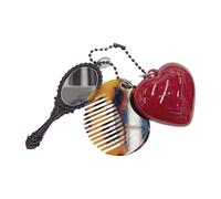 Llavero de moda portátil con estampado de leopardo con corazón y herramienta de maquillaje, accesorios creativos