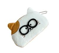 Llavero de monedero, cartera de felpa con cremallera para mujer, bolsa de maquillaje portátil con cosméticos pequeños monederos de cumpleaños para mujer, Orejas marrones y blancas, Mass Beauty