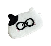 Llavero de monedero, cartera de felpa con cremallera para mujer, bolsa de maquillaje portátil con cosméticos pequeños monederos de cumpleaños para mujer, Orejas blancas y negras, Mass Beauty