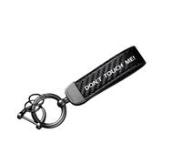 Llavero de Motocicleta de Cuero y Fibra de Carbono para Don't Touch me Tag Moto Fibra de Carbono Llaveros Resistente Duradero Regalos de Moto Accesorios,Black-A