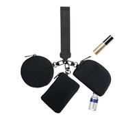 Llavero de muñeca - Monedero triple con cremallera alrededor, pulsera portátil para mujer con llavero, tarjetero, almacenamiento de monedas, perfecto para viajes, deportes y, Negro , ver descripción