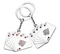 Llavero de Naipes 2 Piezas de Aleación, Colgante para Llaves | Diseño Creativo y Simple, Forma de Carta de Póquer, para Organizar Llaves o Decorar Maletas