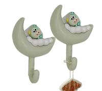 Llavero de nube, ganchos decorativos para toallas - Ganchos de luna - 2 x Moon No Trace Adhesive Wall Moustred Jewelry Organizador lindo para Keys Apartment Entrada