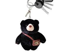 Llavero de oso de felpa, colgante de bolso de oso pequeño, llavero de oso, llavero de peluche, llavero de animal de peluche, colgante para mujer, Negro, Refer to