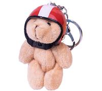 Llavero de oso de peluche, llavero de oso de peluche, oso con sombrero de moto, colgante de bolsa de animales en, accesorio de mochila de piel, colgante para niñas y mujeres, b, Se référer au