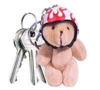 Llavero de oso de peluche, llavero de oso de peluche - Oso con sombrero de moto en llavero - oso en, colgante, animal, accesorio de mochila, d, Se référer au descriptif