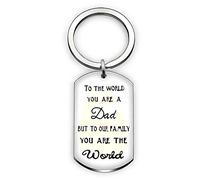 Llavero de padre con anillo, regalo del día del padre, padre, padre, familia, llavero, soporte - para el mundo que eres un papá, pero para nuestra familia, eres el mundo