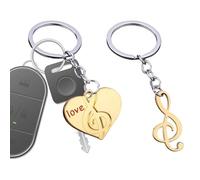 Llavero de pareja de notas musicales | Llavero con símbolo de música | Llavero de metal para pareja, llavero para bolso, cartera, teléfono celular o colgante de coche, dorado, Refer to