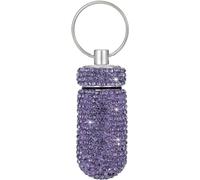 Llavero de pastillero morado, tamaño mini, impermeable y ligero, portátil, llavero de aluminio brillante para acampar al aire libre, viajes, medicamentos