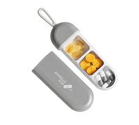 Llavero de pastillero, organizador de pastillas de viaje, pastilleros portátiles con cordón, 3 compartimentos, botella de medicina a prueba de humedad, pastillero, llavero