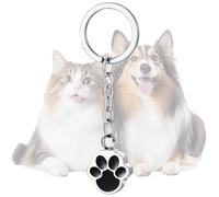 Llavero de pata de gato | Joyas conmemorativas abiertas de acero inoxidable - ceniza de perro recuerdo | Para el trabajo, oficina, lado de la cama, dormitorio, hogar, escuela, situaciones sociales