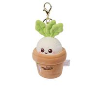 Llavero de peluche de rábano | Lindo peluche con llavero con zanahoria rellena y plantas en maceta | Regalos de cumpleaños divertidos del llavero de la felpa del rábano de la pelusa,