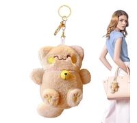 Llavero de peluche gato de la suerte, llavero de peluche animal,Llavero de animales de gato afortunado - Llavero de peluche en forma de gato, colgante para bolso, mochila, coche, mochila,