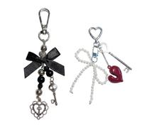 Llavero De Perlas De Amor Rojas De 2 Piezas, Lindo Y Llamativo, Duradero Y No Fácil De Desvanecer, Compilación Diaria Y Decoración De Regalos, Puede Colgar Llaves, Mochilas.