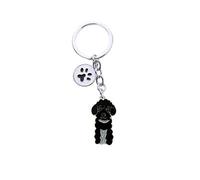 Llavero de perro con cadena, llavero de metal de 10 cm con diseño de cachorro, llavero, llavero con dije para bolso, regalo de cumpleaños (Poodle negro)