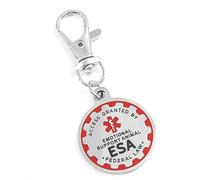Llavero de perro de servicio de dos caras hecho de acero inoxidable quirúrgico para una fácil fijación a collares y arneses de acero inoxidable, Esa, talla única