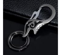 Llavero de peso pluma con función antipérdida rojo/negro, para coche mecanizado CNC de grado aeronáutico para anillo de llave de cintura o bolsa, resistente al óxido, diseño dentado antirrobo (negro)
