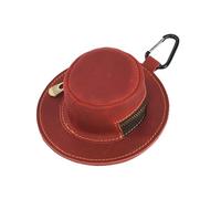 Llavero de piel auténtica con forma de sombrero de vaca con cremallera, monedero pequeño para hombres y mujeres, cartera portátil en miniatura, organizador de dinero con cremallera, Red, Talla única