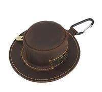 Llavero de piel auténtica con forma de sombrero de vaca con cremallera, monedero pequeño para hombres y mujeres, cartera portátil en miniatura, llavero de cuero color café, Color café, Talla única