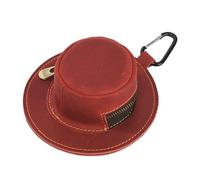 Llavero de piel auténtica con forma de sombrero de vaca con cremallera, monedero pequeño para hombres y mujeres, cartera portátil en miniatura, llavero de cuero color café, Red, Talla única