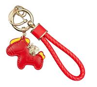 Llavero de piel con diseño de signo del zodiaco, 2026 con correa resistente, accesorio de piel premium, regalo de la suerte, para mochilas, carteras, maletas, niños, adolescentes, rojo, Siehe