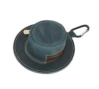 Llavero de piel de vaca a la moda con forma de sombrero de vaca con cierre de cremallera, monedero para hombres y mujeres, llavero portátil de viaje, Blue, Talla única